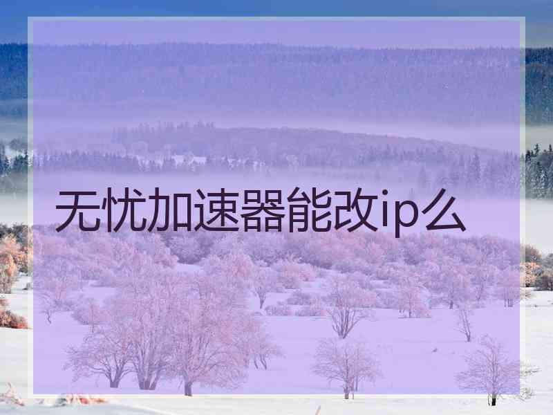 无忧加速器能改ip么