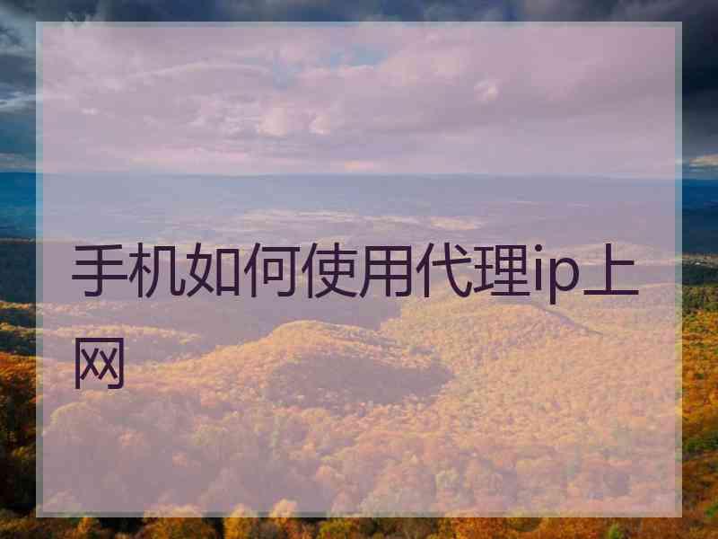 手机如何使用代理ip上网