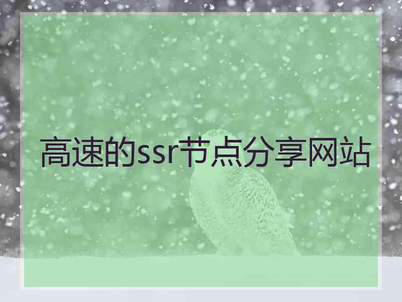 高速的ssr节点分享网站
