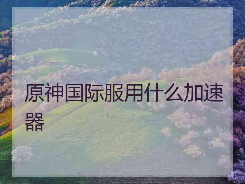 原神国际服用什么加速器