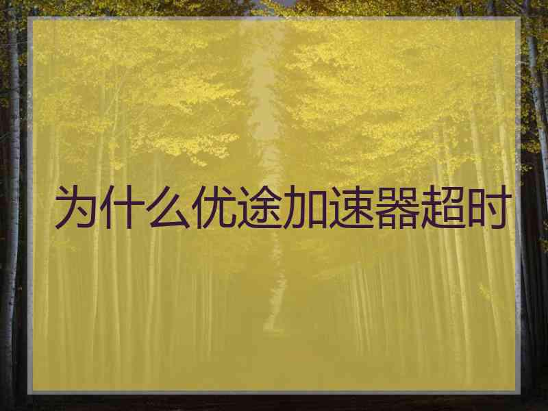 为什么优途加速器超时